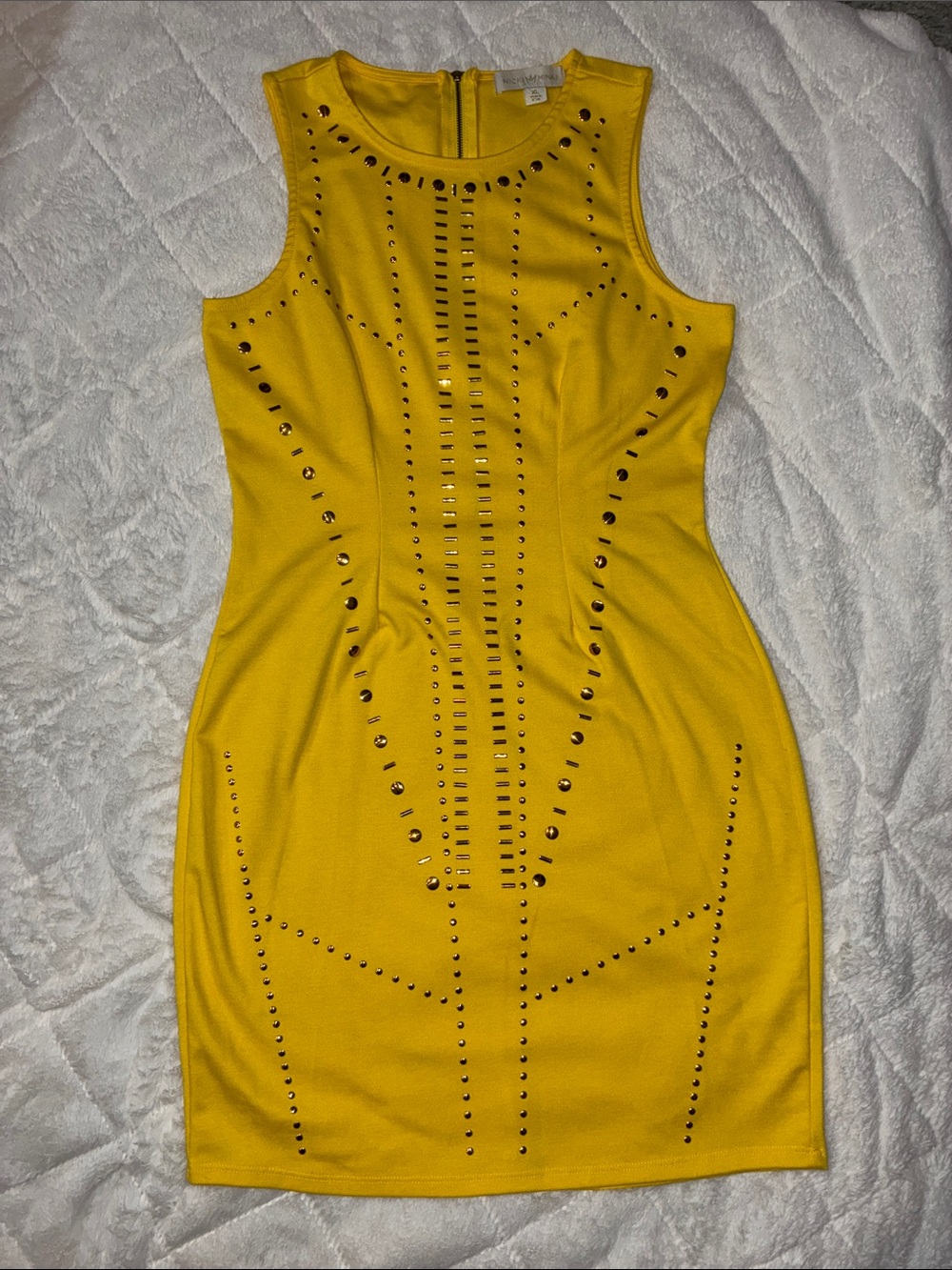 Nicki Minaj Bright Yellow Studded Bodycon Mini Dress